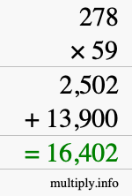 How to calculate 278 times 59 using long multiplication