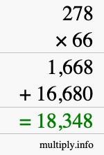 How to calculate 278 times 66 using long multiplication