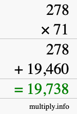 How to calculate 278 times 71 using long multiplication