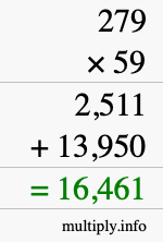 How to calculate 279 times 59 using long multiplication