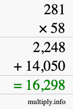 How to calculate 281 times 58 using long multiplication How to calculate 281 times 58 using long multiplication
