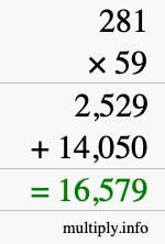 How to calculate 281 times 59 using long multiplication