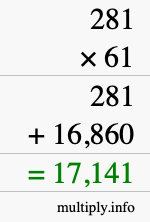 How to calculate 281 times 61 using long multiplication