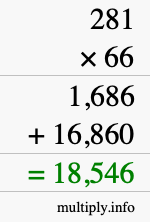 How to calculate 281 times 66 using long multiplication How to calculate 281 times 66 using long multiplication