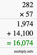 How to calculate 282 times 57 using long multiplication How to calculate 282 times 57 using long multiplication