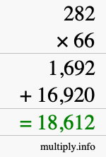 How to calculate 282 times 66 using long multiplication How to calculate 282 times 66 using long multiplication