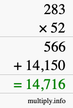 How to calculate 283 times 52 using long multiplication How to calculate 283 times 52 using long multiplication