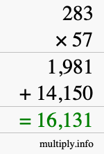 How to calculate 283 times 57 using long multiplication How to calculate 283 times 57 using long multiplication