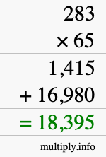 How to calculate 283 times 65 using long multiplication How to calculate 283 times 65 using long multiplication