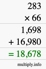 How to calculate 283 times 66 using long multiplication How to calculate 283 times 66 using long multiplication