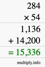 How to calculate 284 times 54 using long multiplication How to calculate 284 times 54 using long multiplication