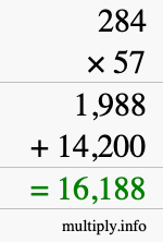 How to calculate 284 times 57 using long multiplication How to calculate 284 times 57 using long multiplication