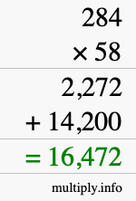 How to calculate 284 times 58 using long multiplication How to calculate 284 times 58 using long multiplication