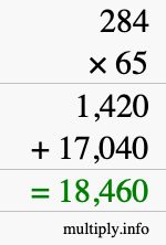 How to calculate 284 times 65 using long multiplication How to calculate 284 times 65 using long multiplication