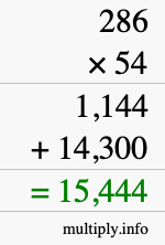 How to calculate 286 times 54 using long multiplication How to calculate 286 times 54 using long multiplication