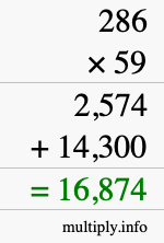 How to calculate 286 times 59 using long multiplication