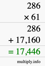 How to calculate 286 times 61 using long multiplication