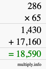 How to calculate 286 times 65 using long multiplication How to calculate 286 times 65 using long multiplication