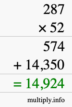 How to calculate 287 times 52 using long multiplication How to calculate 287 times 52 using long multiplication