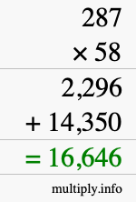 How to calculate 287 times 58 using long multiplication How to calculate 287 times 58 using long multiplication