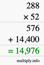 How to calculate 288 times 52 using long multiplication How to calculate 288 times 52 using long multiplication