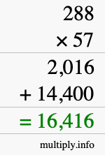 How to calculate 288 times 57 using long multiplication How to calculate 288 times 57 using long multiplication