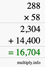 How to calculate 288 times 58 using long multiplication How to calculate 288 times 58 using long multiplication