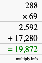 How to calculate 288 times 69 using long multiplication How to calculate 288 times 69 using long multiplication