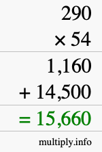 How to calculate 290 times 54 using long multiplication How to calculate 290 times 54 using long multiplication