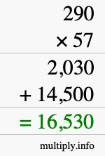 How to calculate 290 times 57 using long multiplication How to calculate 290 times 57 using long multiplication