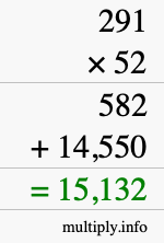 How to calculate 291 times 52 using long multiplication How to calculate 291 times 52 using long multiplication