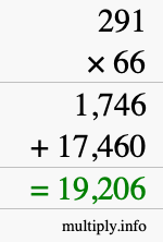How to calculate 291 times 66 using long multiplication How to calculate 291 times 66 using long multiplication