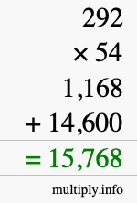 How to calculate 292 times 54 using long multiplication How to calculate 292 times 54 using long multiplication