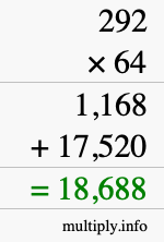 How to calculate 292 times 64 using long multiplication How to calculate 292 times 64 using long multiplication