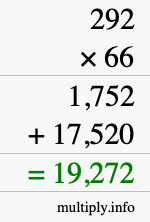 How to calculate 292 times 66 using long multiplication How to calculate 292 times 66 using long multiplication