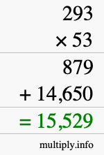 How to calculate 293 times 53 using long multiplication