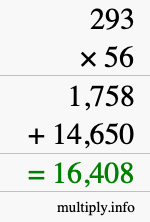 How to calculate 293 times 56 using long multiplication