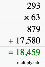 How to calculate 293 times 63 using long multiplication