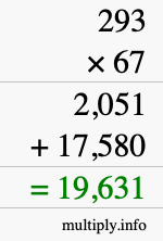How to calculate 293 times 67 using long multiplication