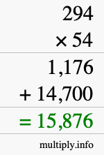 How to calculate 294 times 54 using long multiplication