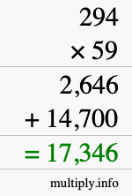 How to calculate 294 times 59 using long multiplication