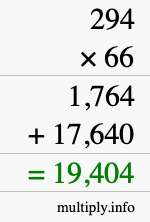 How to calculate 294 times 66 using long multiplication How to calculate 294 times 66 using long multiplication