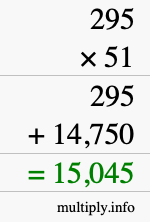 How to calculate 295 times 51 using long multiplication