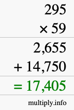 How to calculate 295 times 59 using long multiplication