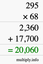 How to calculate 295 times 68 using long multiplication