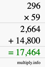How to calculate 296 times 59 using long multiplication