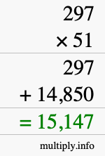 How to calculate 297 times 51 using long multiplication