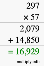 How to calculate 297 times 57 using long multiplication