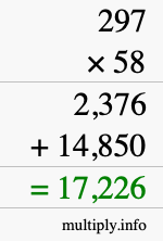How to calculate 297 times 58 using long multiplication