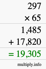 How to calculate 297 times 65 using long multiplication How to calculate 297 times 65 using long multiplication